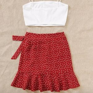 shein conjunto top  de tirante corto con falda